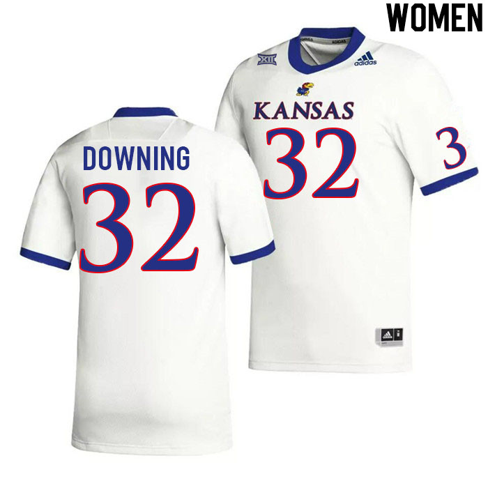 Women #32 Dylan Downing Kansas Jayhawks College Football Jerseys Stitched Sale-White